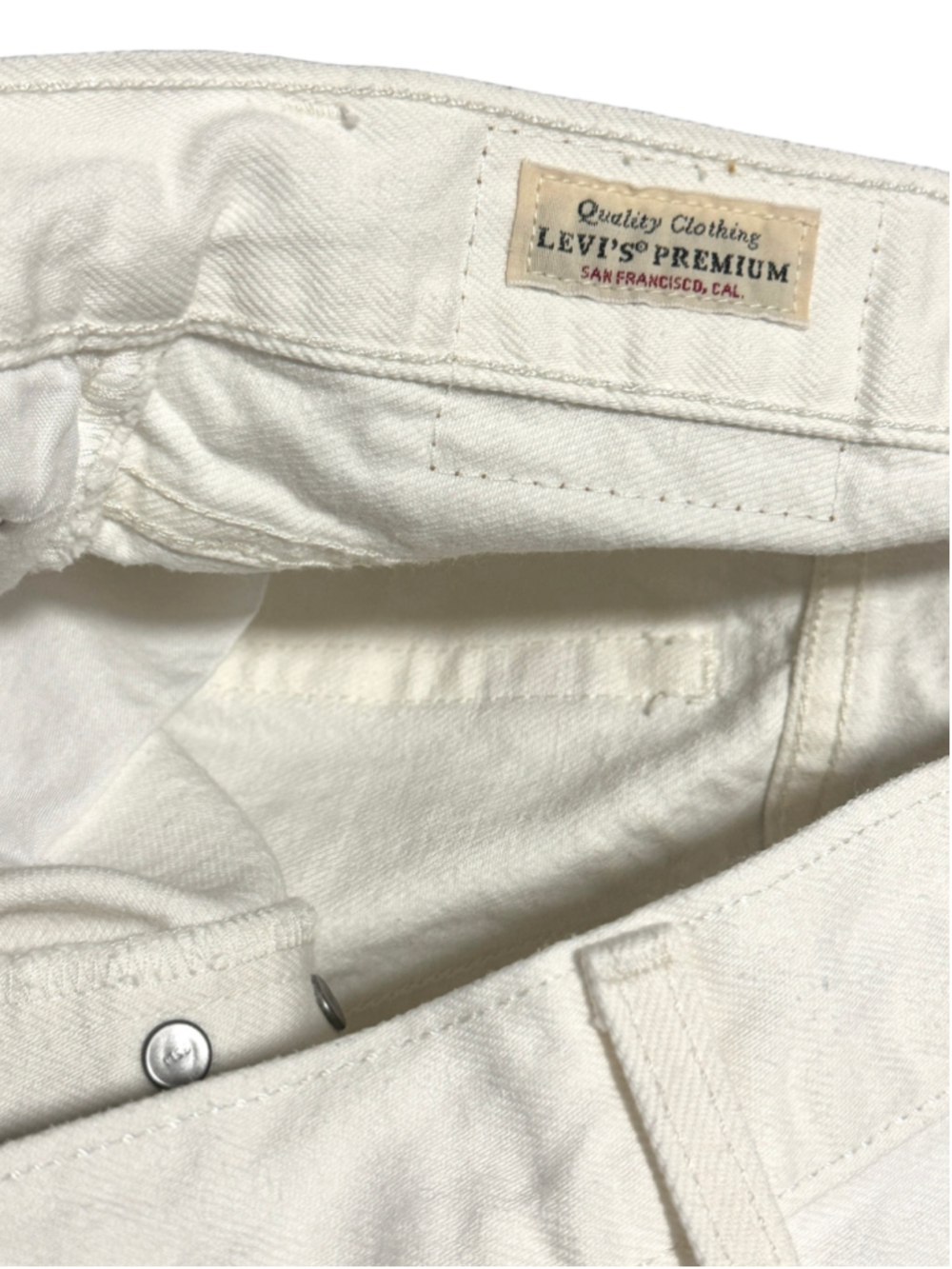 Levi's 501 Mid-Rise White Distressed Denim Shorts, 100% cotton, Button fly - Picture 4 of 10